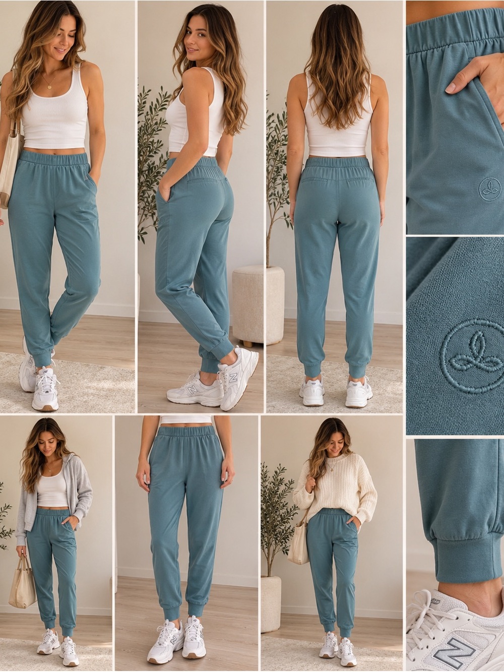 PrAna Women’s Blue Teal Modal Stretch Pull-On Jogger Pants Athleisure